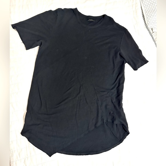 ZARA Men's Black Asymmetrical Long T-Shirt - Picture 5 of 5
